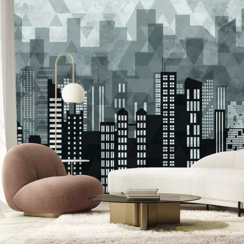 Fototapete Moderne Stadtpanorama mit Schatten