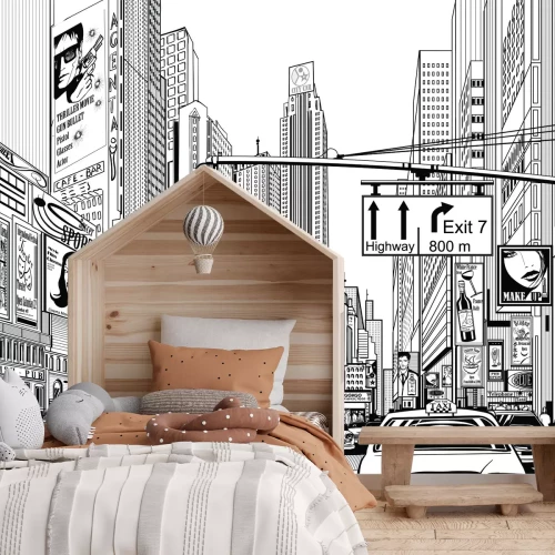 Fototapete Schwarz-weiße Straße von New York