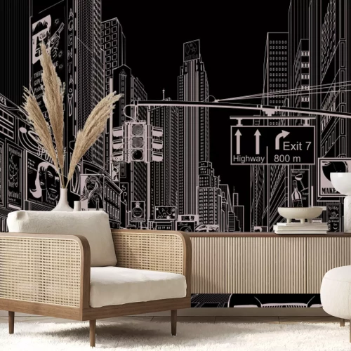 Fototapete Schwarz-weiße Straße von New York