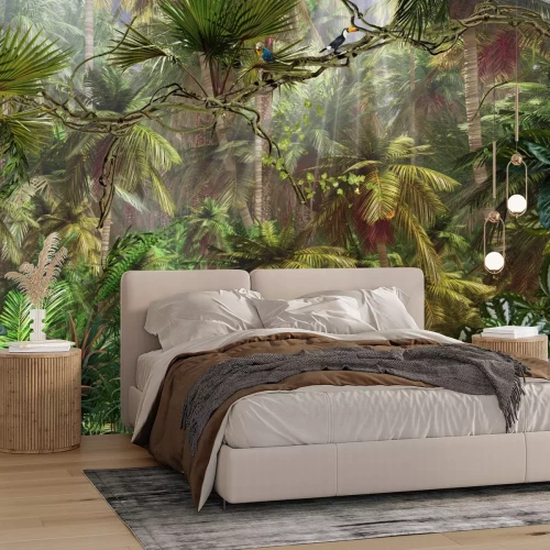 Fototapete Palmen im dichten tropischen Dschungel