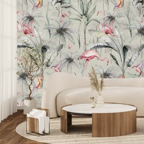 Fototapete Exotische Vögel zwischen tropischen Pflanzen