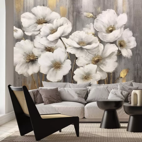 Fototapete Abstrakte Wildblumen im Malstil