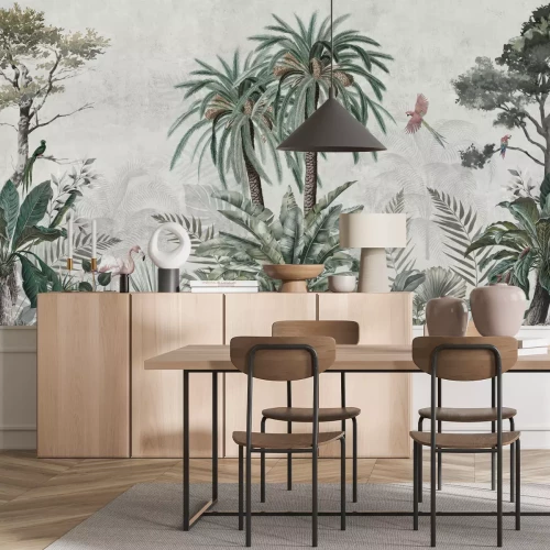 Fototapete Grüner Dschungel mit exotischer Fauna und Flora