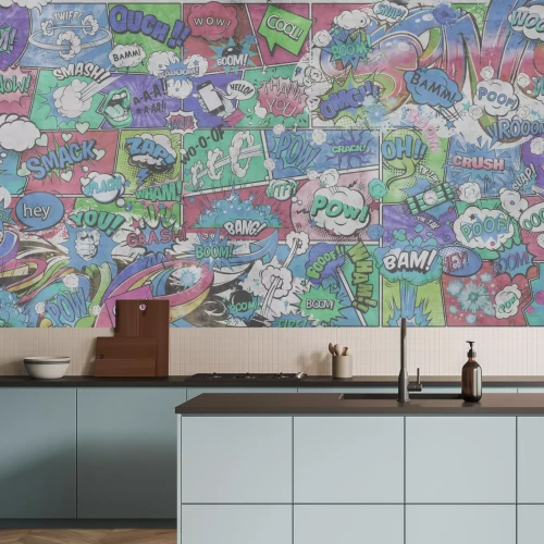 Fototapete Bunte Comic-Sprechblasen mit Texten jugendliches Design