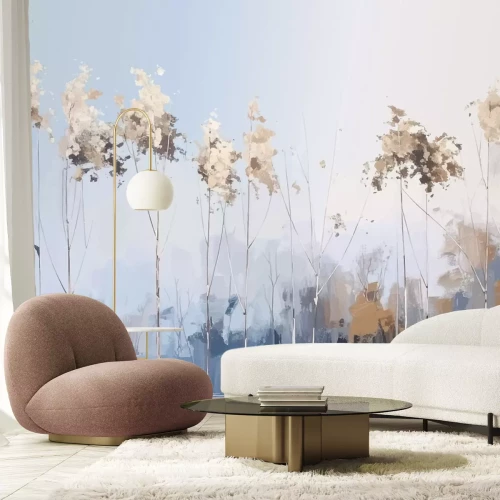 Fototapete Abstrakte Bäume, natürliche Landschaft im minimalistischen Stil