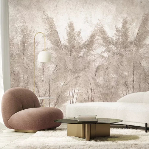 Fototapete Ziergräser in Beigetönen, elegantes naturinspiriertes Motiv