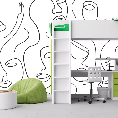 Fototapete Minimalistische weibliche Porträts in schwarz-weißer Abstraktion