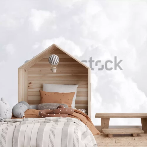 Fototapete Sky with clouds, a view from an aeroplane above the clouds. Abstract nature background with clouds in light tonality. White cumulus clouds