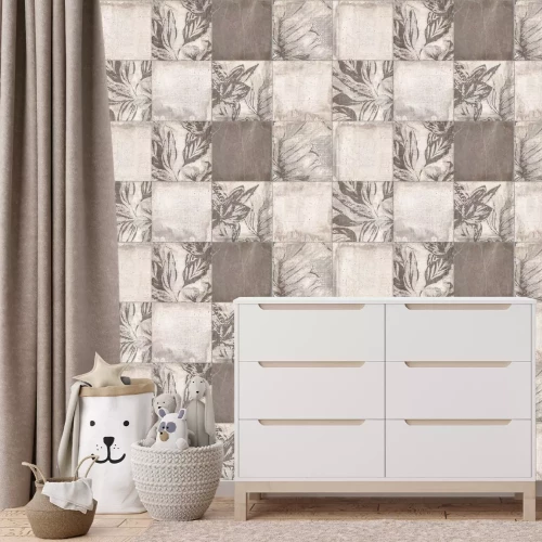 Fototapete Quadratische Fliesen mit botanischem Muster