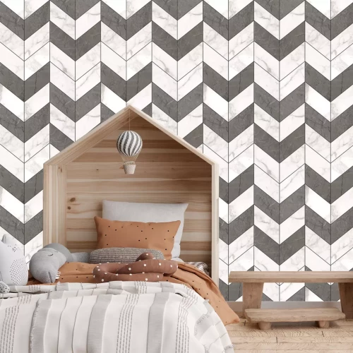 Fototapete Imitation von grauen und weißen Fliesen