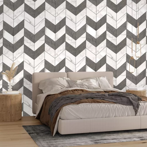 Fototapete Imitation von grauen und weißen Fliesen