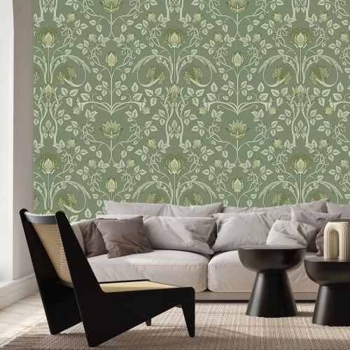 Fototapete Reich verzierter Muster mit Blättern und Blumen