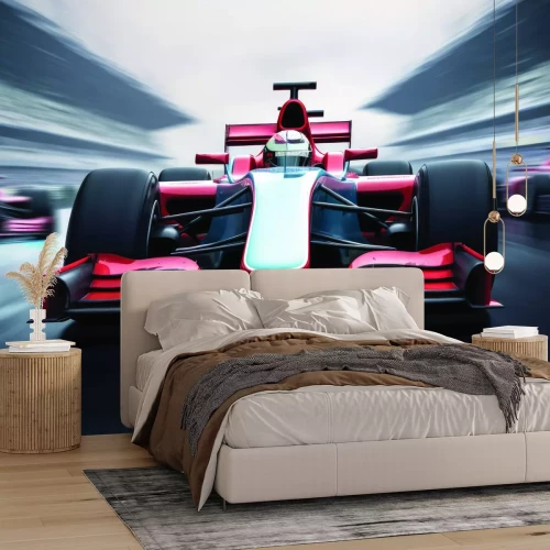Fototapete Roter Formel-1-Wagen während des Rennens