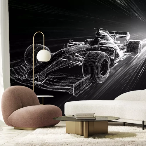 Fototapete Skizze eines schnell fahrenden Formel-1-Wagens
