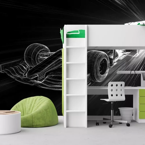 Fototapete Skizze eines schnell fahrenden Formel-1-Wagens