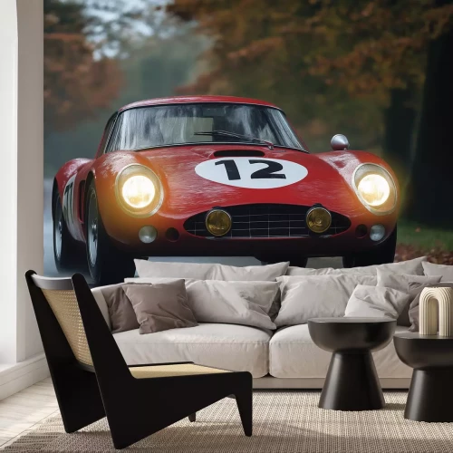 Fototapete F1-Bolide rast mit hoher Geschwindigkeit durch die Stadt