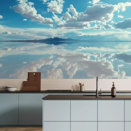 Fototapete Salar de Uyuni, Bolivia: a vast expanse of salt, mirroring the heavens,