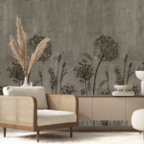 Fototapete Löwenzahn auf grauem Betonhintergrund