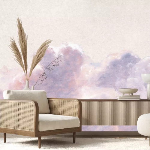 Fototapete Zarte rosa Wolken auf hellem Hintergrund