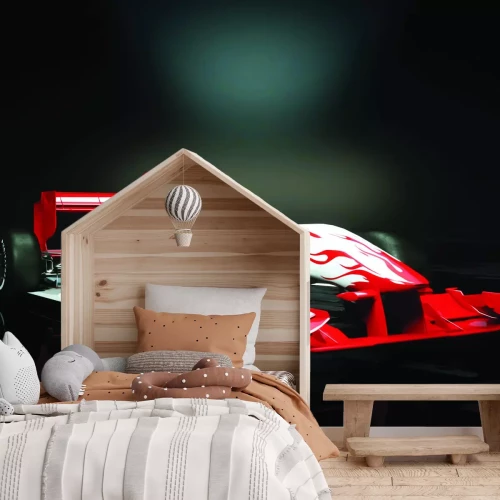 Fototapete Rennwagen mit roten Flammen