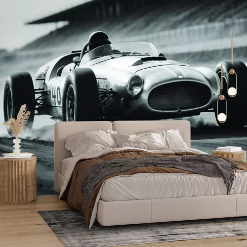 Fototapete F1-Autos mit voller Geschwindigkeit auf der Rennstrecke