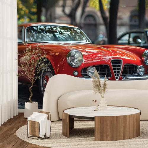 Fototapete Roter Klassiker in städtischer Szenerie