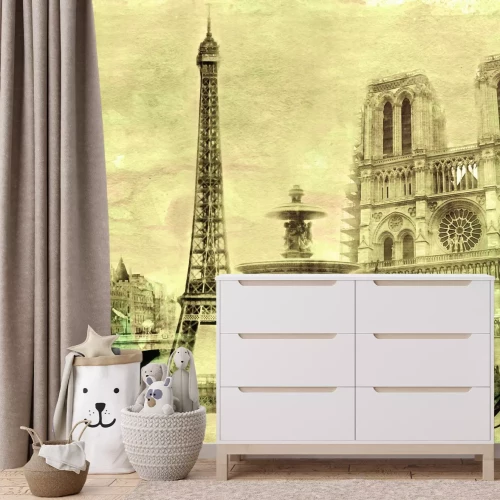 Fototapete Klassische Postkarte mit Blick auf Paris