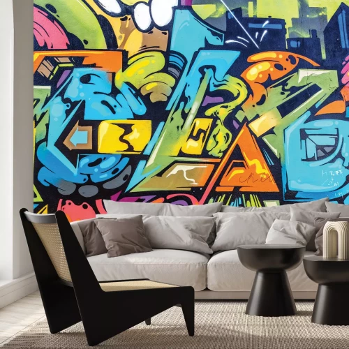 Fototapete Farbige künstlerische Graffiti an der Wand