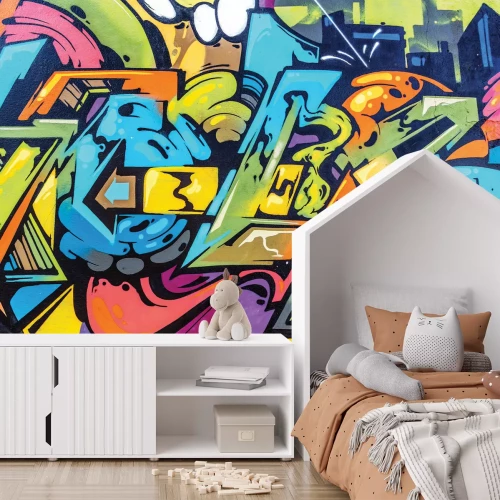 Fototapete Farbige künstlerische Graffiti an der Wand