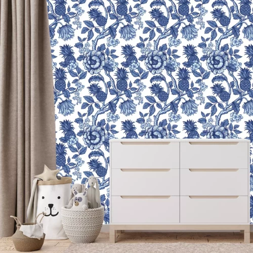 Fototapete Blumen inmitten von Vegetation mit Ananas