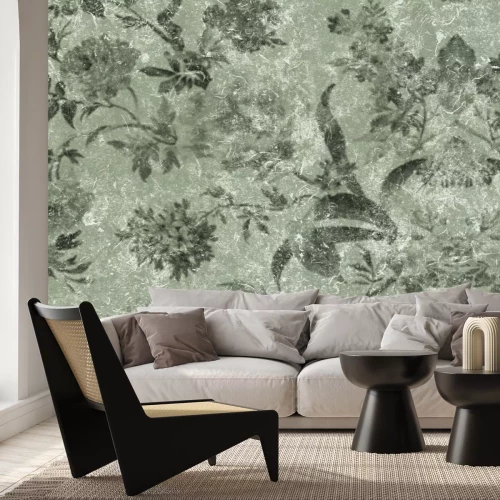 Fototapete Pfingstrosenblumen im Retro-Stil