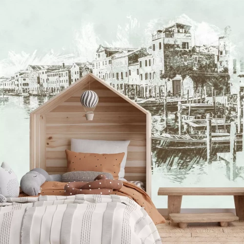 Fototapete Abstrakte Zeichnung der Landschaft von Venedig