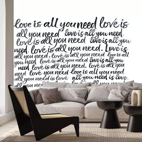 Fototapete Schwarze Beschreibung über die Liebe auf weißem Hintergrund