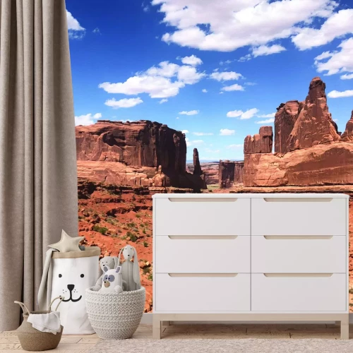 Fototapete Rote felsige Berge in der Wüste