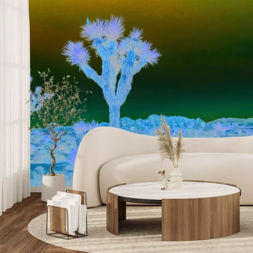 Fototapete Bäume mit trockener Wüstenvegetation