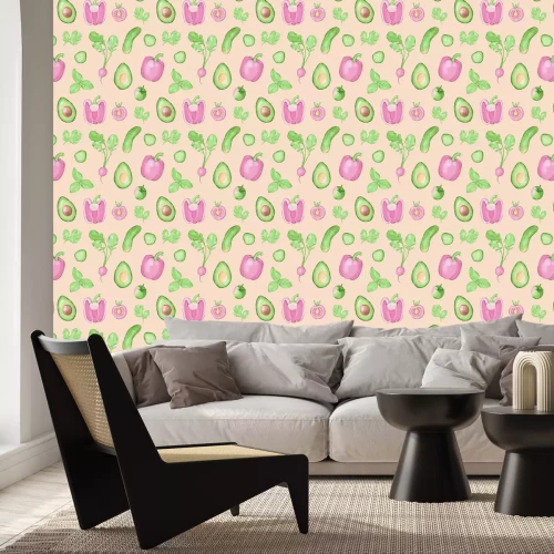 Fototapete Paprika mit Gurke unter anderem Gemüse