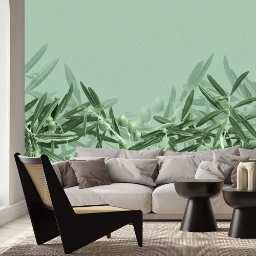 Fototapete Zarte Olivenzweige im Grün