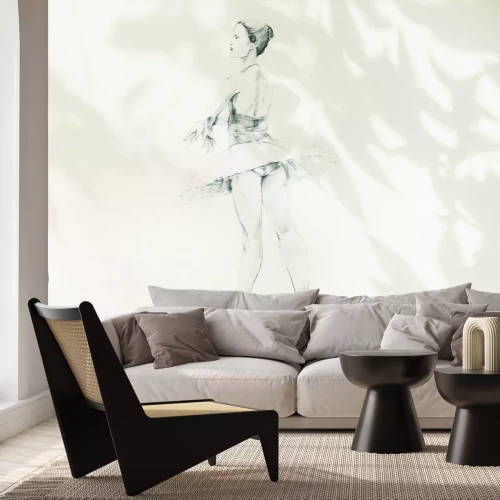 Fototapete Zarter Entwurf einer Ballerina auf hellem Hintergrund