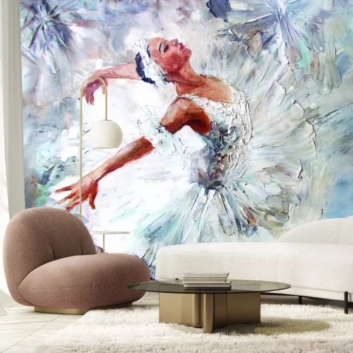 Fototapete Mit Farbe gemalte Ballerina in weißem Kleid