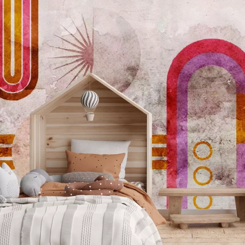 Fototapete Geometrische Bögen an einer Betonwand