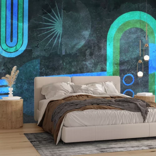 Fototapete Geometrische Bögen an einer Betonwand