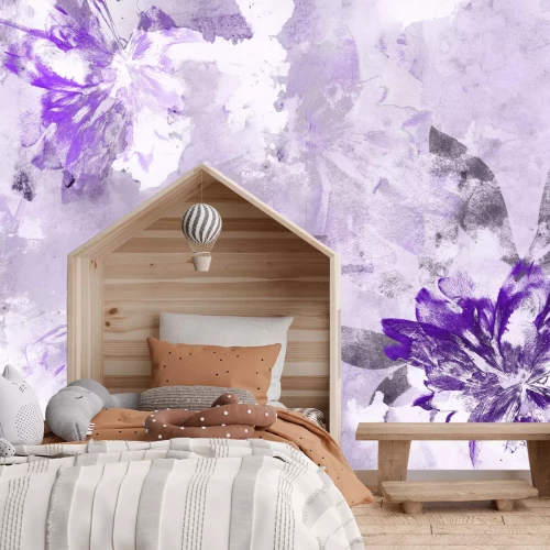 Fototapete Zarte Blumen in einer Aquarellkomposition