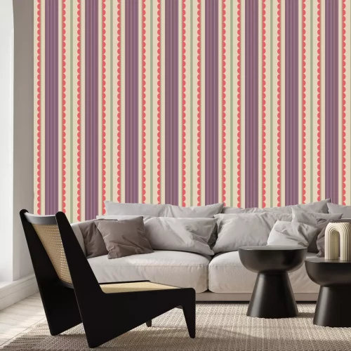 Fototapete Klassische vertikale Streifen mit welliger Verzierung