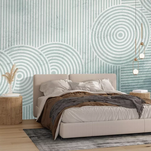 Fototapete Graue Kreise mit Streifen auf weißem Hintergrund