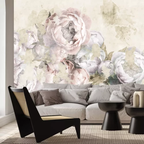 Fototapete Zarte rosa Pfingstrosenblumen