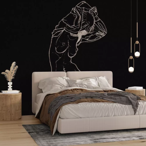 Fototapete Skizze einer weiblichen Silhouette auf weißem Hintergrund