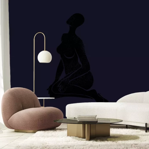 Fototapete Sinnliche Zeichnung einer Frau in Schwarz