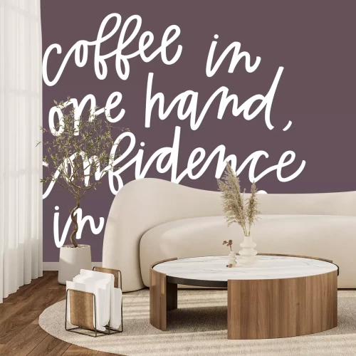 Fototapete Kaffeeaufschriften auf braunem Hintergrund