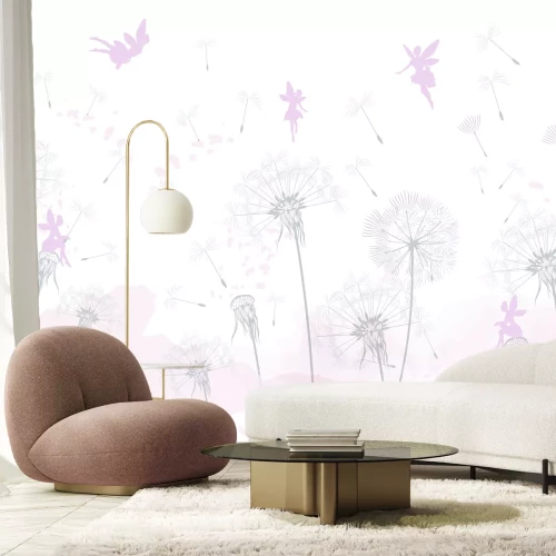 Fototapete Löwenzahn im Wind mit Feen