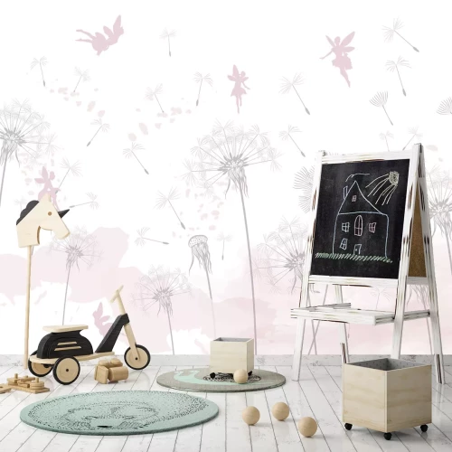 Fototapete Löwenzahn im Wind mit Feen